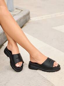 HighSole Damen Plateau-Pantoffeln, Outdoor-Sommer-Mode rutschfeste und strapazierfähige Keil-Sandalen für den Strand, Großhandel - Schwarz - Übersicht 3