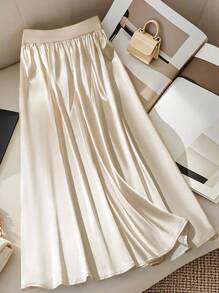 GlowEve 女士纯色腰部打结长款优雅半身裙