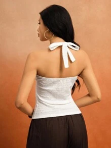 Roylia Elegantes Camisole mit Neckholder für Damen, Cut Out - Weiss - Übersicht 3