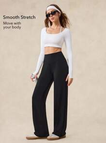 OutZeal 女士运动黑色长裤，日常休闲居家穿着舒适，采用柔软弹力莫代尔面料，高腰设计，带侧袋。