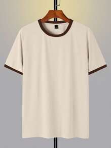 Claim Dot Men's Casual Minimalist Color Block Trim Short Sleeve T-Shirt Tshirt Tshirt Cotton Cotton Tee Shirts T Shirts