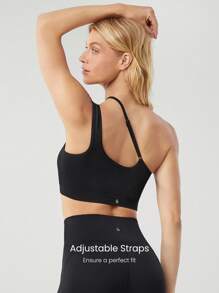 GLOWMODE Áo ngực thể thao không đối xứng vai không đường may thấm mồ hôi Just Breathe Cutout tập yoga hàng ngày tác động thấp - màu đen - Xem 10