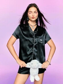 NotGurli Conjunto de pijama casual para mujer con camiseta de manga corta y pantalón corto, minimalista y de moda, adecuado para el verano