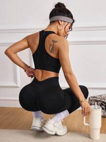 Slayform Slayform 4PCS Women's Solid Color Camisole And Leggings Sports Suit - Multicolor - View 5