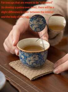 Cirelle Floral Ceramic Tea Cup, Handmade Retro Teacup With Underglaze Floral Painting, High-Quality Personal Teacup For Home, Cafe, Restaurant, Office, Tea House, Party, Birthday, Holiday, Wedding & Gift | Tea Set,Tea,Chinese Tea Set,Cup Set,Matcha,Matcha Cups