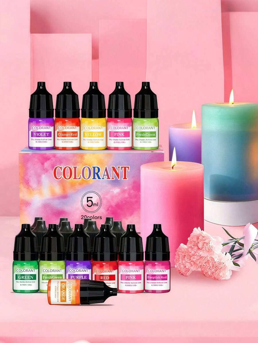 5ml 20-Color Set High Concentrated Fragrance Candle Dye Liquid, DIY Handmade Candle Coloring Dye Set, Gift Gifts Birthday Graduation,Wedding - Multicolor - View 1