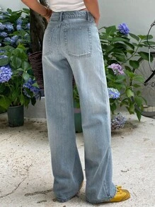 DAZY Women's Low Waist Straight Leg Jeans, Casual Street Style Denim Pants - Light Wash - View 5