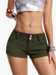 Jeanoix Women's Fashionable Elastic Casual Denim Shorts With Pockets Y2k