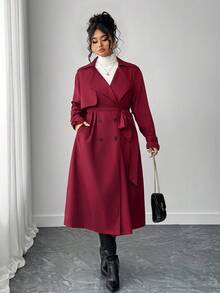 Elenzga Halloween Fashionable Elegant Long Red Windbreaker For Women Winter Fall Autumn