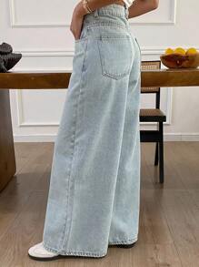 Livesso Women's Low Rise Straight Leg Jeans Casual Pants - Light Wash - View 4