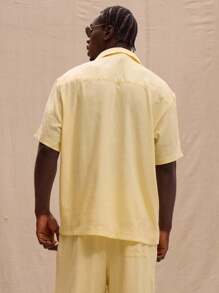 Musero 短袖纽扣式超大口袋衬衫 春夏假日 - 黃色 - 查看 3