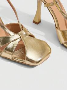 CUCCOO SZL Giày cao gót thanh lịch dành cho nữ, thích hợp khi đi làm, hẹn hò, tiệc tùng, đám cưới, ngày lễ - Vàng - Xem 5