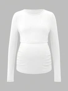 Modmama 孕妇圆领长袖哺乳上衣 - 黑色 - 查看 9