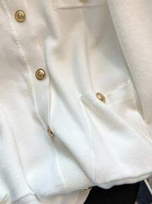 GlowEve CURVE Áo len cardigan nữ cỡ lớn có túi thời trang thanh lịch, sang trọng - trắng - Xem 5