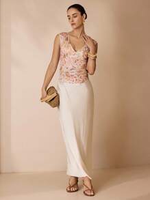 Shutterstock Glamance Damen Elegante Bluse mit Blume Muster V-Ausschnitt, Blumen Top, Blumen Druckoberteil für Date Night Outfits, Damen Lässig - Khaki - Übersicht 8