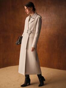 MOTF PREMIUM WOOL BELTED SPLIT OVERCOAT FOR AUTUMN & WINTER - Apricot - View 5