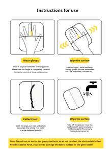 PETSIN 宠物静电除毛手套，双向刷头，用于收集猫狗毛发，是保持家居和家具无毛发的必备品