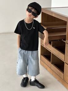 Dazy Kids Camiseta casual de cuello redondo y manga corta con estampado de unicornio para niño, verano - Multicolor - Ver 4