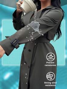 Vionelle Plus Size Women's New Autumn/Winter Long Windbreaker Jacket, Fashion Loose Niche Waterproof Outdoor Mid-Length Coat Women Trench Coat Long Rain Coat For Women Waterproof Trench Coat Women Outerwear Windproof Trench Coat Fall