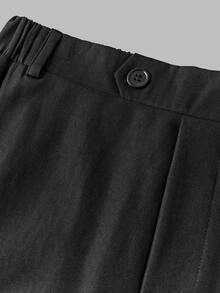 SHEIN 青少年男孩黑色背心和裤子套装，绅士西装组合，休闲校服，舒适时尚，适合日常、学校、正式场合、派对、节日，含领带，适合秋冬季 - 黑色 - 查看 10