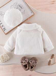 Souflis Souflis 女婴优雅可爱薄款开衫搭配贝雷帽，秋季 - 白色 - 查看 2