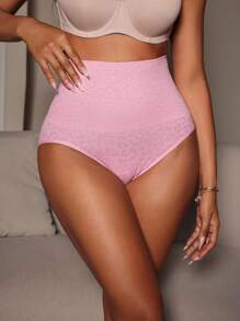 SHEIN Calcinha Modeladora de Cintura Alta Triângulo para Mulheres Suit UR Bodysuit - Rosa chiclete - Visão 5