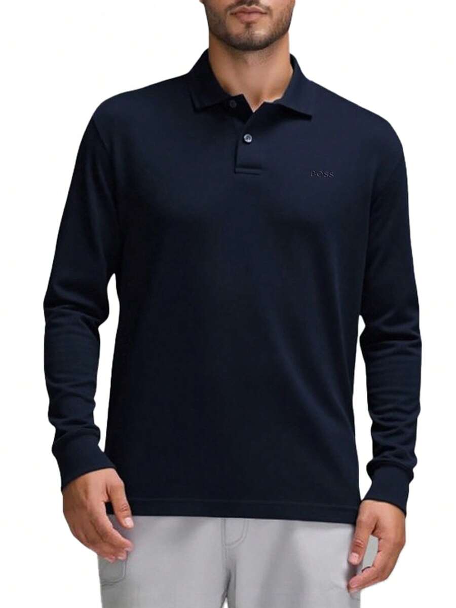 Hugo Boss Áo thun nam cổ polo dài tay thường ngày đa năng - 404 Xanh đậm - Xem 1