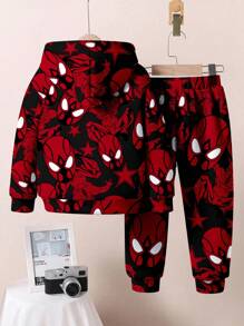 SHEIN 2pcs/Set Young Boys Loose Casual Comfortable Long Sleeve Hoodie Sweatshirt Set