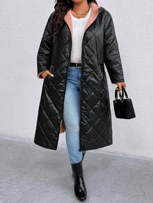 EMERY ROSE Áo khoác dài thường ngày có mũ trùm đầu cỡ lớn dành cho nữ - màu đen - Xem 1