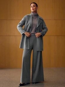 MOTF PREMIUM Áo khoác ngoài thêu len - Màu Xám nhạt - Xem 7