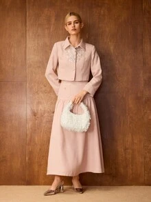 MOTF PREMIUM WOMEN'S FASHION SEQUIN ZIPPER TOP HANDLE BAG, SUITABLE FOR PARTIES - 杏色毛 - 查看 7