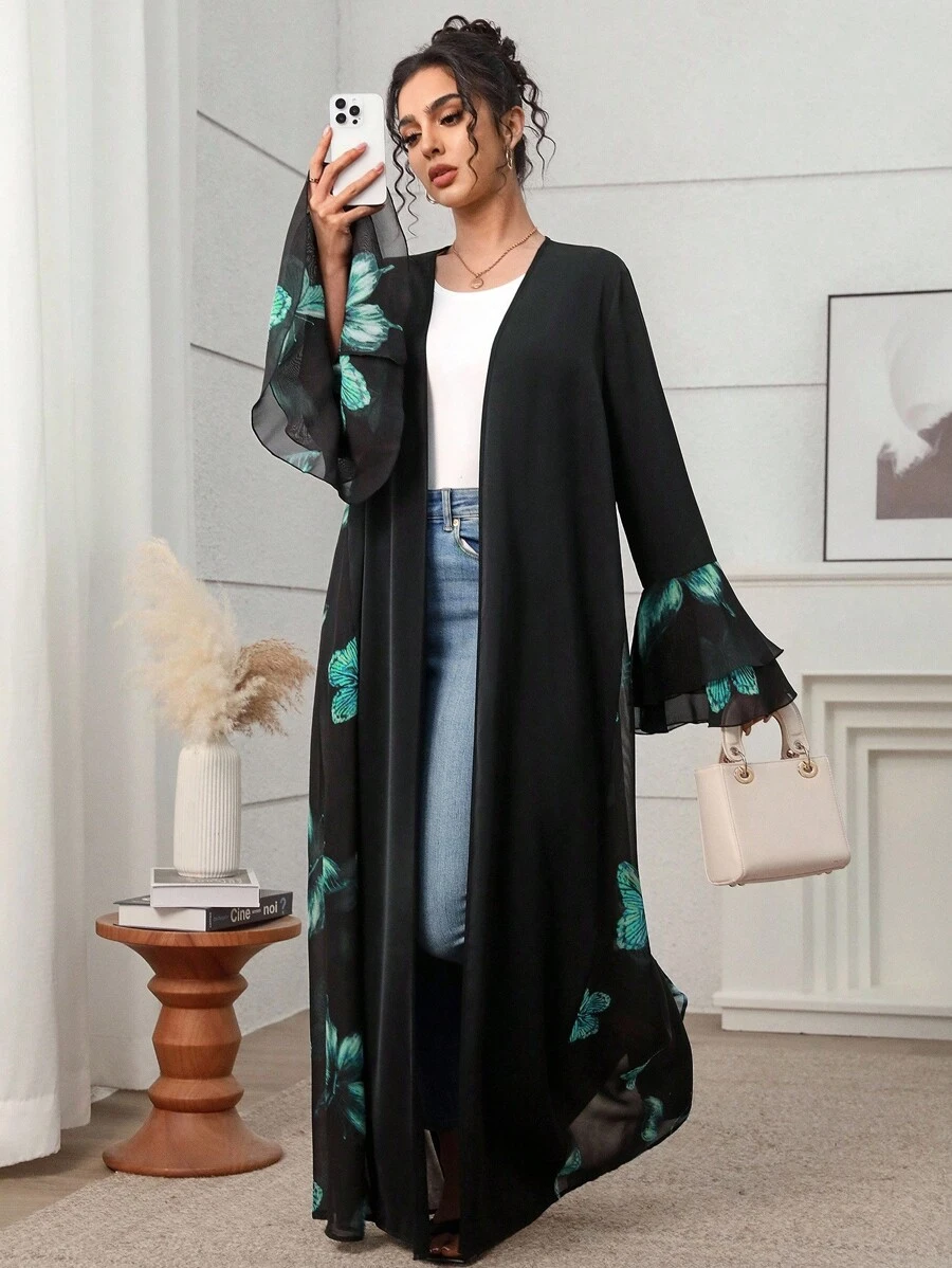 Yasmyna 休闲宽松时尚百搭长袖女式阿拉伯长袍 - 綠色 - 查看 1