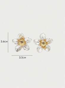 Opalesca 1 Pair Pearl/Shell, 3D Flower/Floral Stud Earrings, Elegant, Cute, Luxury, Suitable For Work, Casual, Wedding, Holiday, Vacation, Camping, Y2K, For Mom, Women, Girls, Fall, Autumn, Winter, Festival, Holiday, Vacation, Old Money, Halloween,For Mom/Women/Girl/Mother,Fall/Autumn/Winter,Outfits,Old Money,Premium,Pearl,Elegant,Fairycore/Fairy - Gold - View 7
