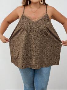 SHEIN CURVE+ Quần áo hai dây ren tương phản họa tiết da báo cỡ lớn cho nữ, mùa đông, đường cong cỡ lớn/mùa thu/mùa đông - Nhiều màu - Xem 8