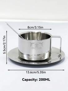 ROMWE 1pc Gothic 200ml Stainless Steel Coffee Cup,Gothic Coffee Cup Set, Cross Engraving Pattern, Coffee Cup Set, Vintage Coffee Tea Cup, Retro,Suitable For Restaurant Or Home,Home Decor - Multicolor - View 6