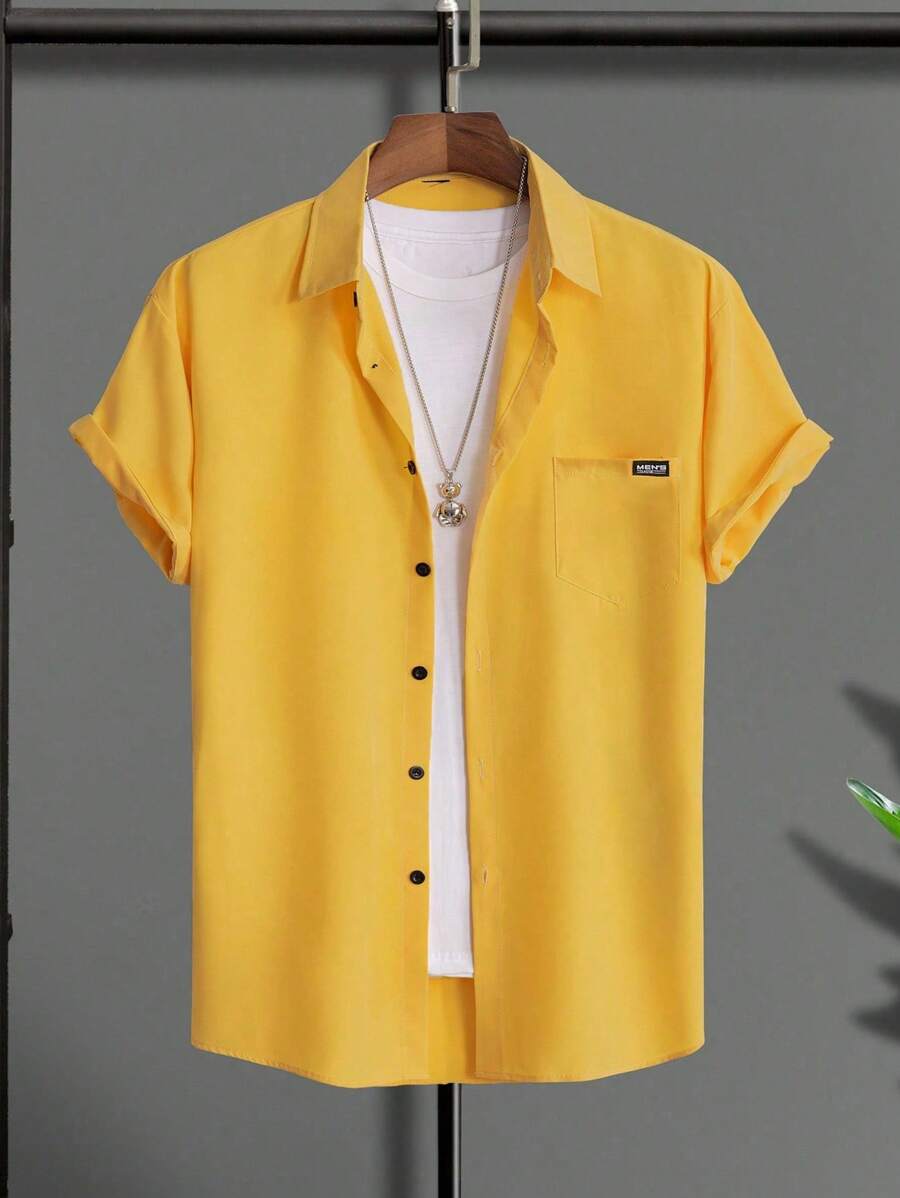 Manfinity Homme Men Patch Detail Shirt Without Tee - Yellow - View 1