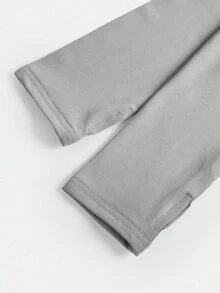 SHEIN Girlism 少女灰色立领拉链修身休闲运动服套装（含紧身裤、运动套装、学院服、慢跑服） - 灰色 - 查看 4