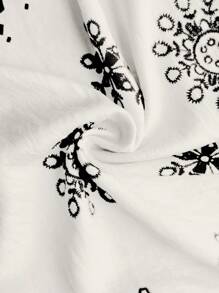 EMERY ROSE 女士花卉和几何印花圆领短袖上衣和裤子休闲两件套 - 彩色 - 查看 7