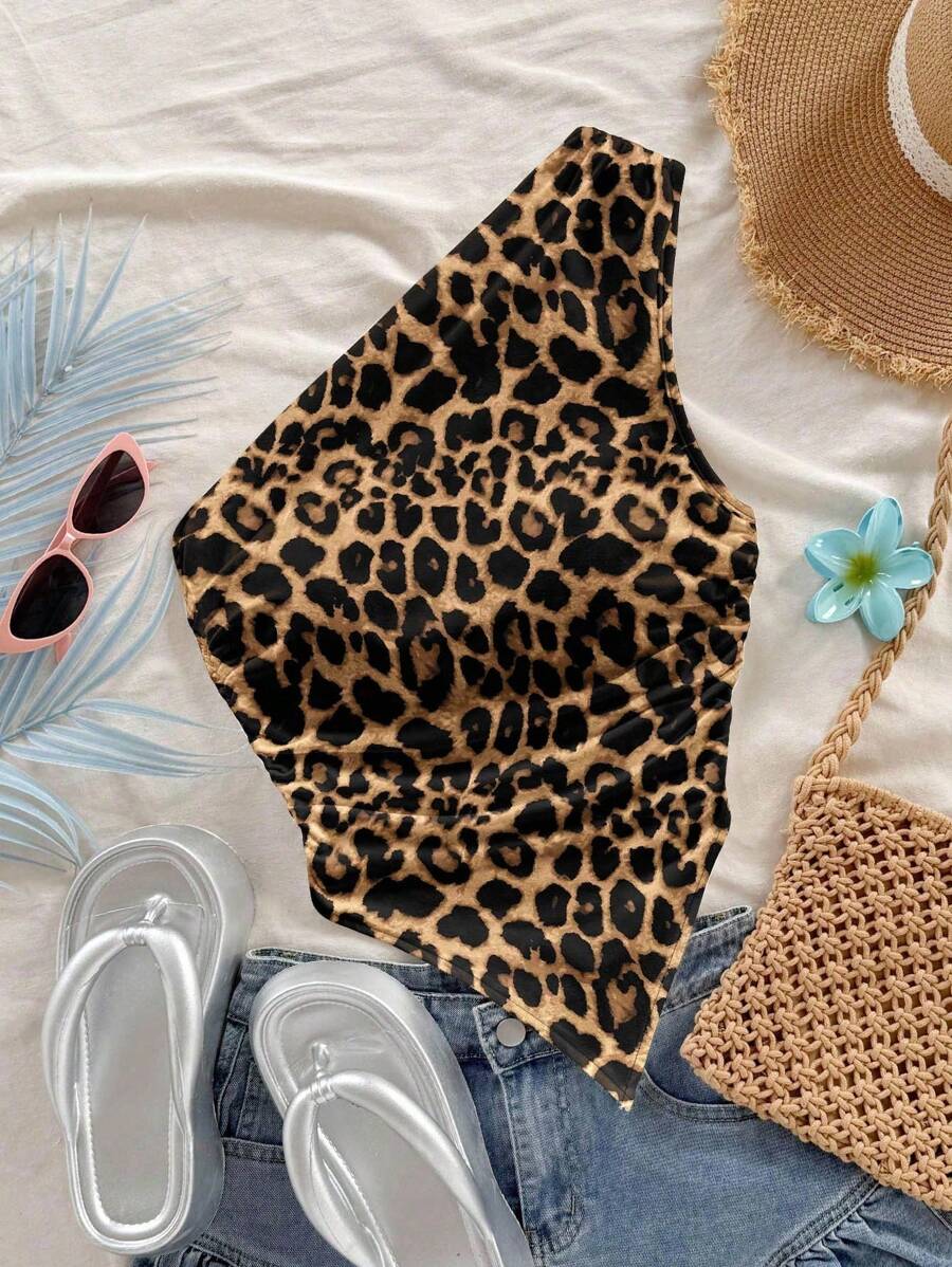 Soleia Casual Minimalist Leopard Print Pattern Resort Style Women Shirt, Suitable For Summer Suitable For Going Out - Multicolor - View 1