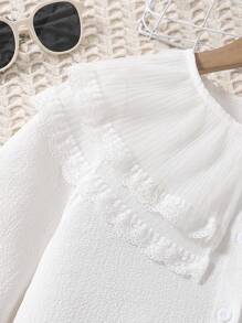 SHEIN Sparklyn Chemisier à manches longues boutonnée avec ourlet volant de couleur unie pour préadolescentes - Multicolore - Voir 4