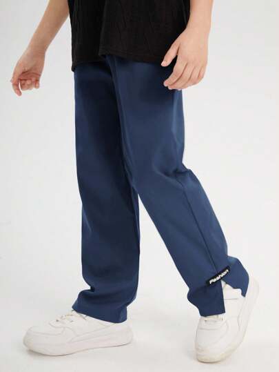 SHEIN Tween Boy Solid Color Loose Casual Straight Leg Pants Fall Winter