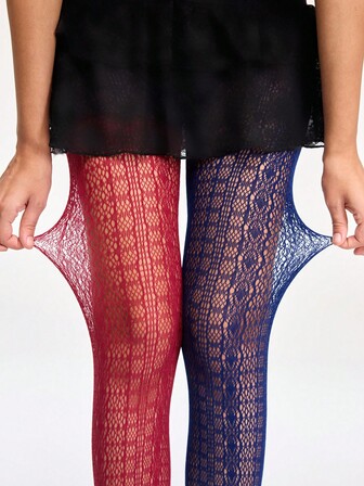 Grunge Punk 1 pieza Medias/Pantimedia/Leggings asimétricos, elásticos y sexys para mujer