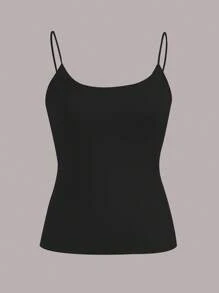 SHEIN EZwear 4 件套休闲纯色黑色、炭灰色、浅灰色、白色基本款吊带背心，适合春夏季 - 彩色 - 查看 7