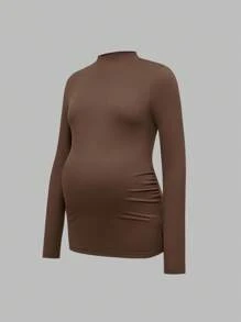 Modmama 秋装，秋季服装，孕妇装 秋季服装 孕妇装 休闲纯色立领修身T恤 孕妇衬衫 孕妇衬衫 长袖孕妇上衣 弹力孕妇衬衫 长袖孕妇衬衫 - 彩色 - 查看 3