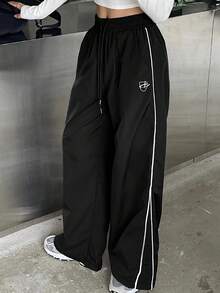 DAZY 女士休闲宽松阔腿裤 - 黑色 - 查看 3