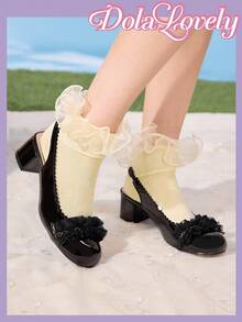 Dola Lovely Zapatos de tacón alto con estilo Lolita elegante, color negro clásico, versátil para Halloween y Navidad - Negro - Ver 4