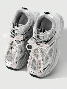 ROMWE Kawaii 2 件时尚可爱的手工串珠白色仿珍珠和粉色蕾丝蝴蝶结鞋夹，多功能装饰配件，适合女性、女孩、日常穿着、节日礼物 - 粉色 - 查看 6