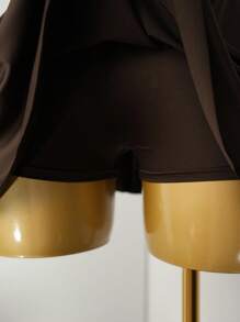 Mistrie Váy Bandeau màu trơn tối giản thời trang mùa hè dành cho nữ - Cà phê nâu - Xem 5