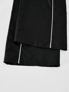 SHEIN Streecool Kids 2pcs/Set Teen Girls V-Neck Letter Print Hoodie Sweatshirt And Cargo Pants Casual Outfit Fall Winter