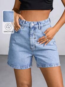 EURMUSE Women's Casual Versatile Denim Shorts With Pockets Shorts Womens Petite Women S Outfits Womens Set Womens Shorts Women S Clothes Women Clothing Y2k Woman S Summer Clothes Women S Bottoms - Light Wash - View 1